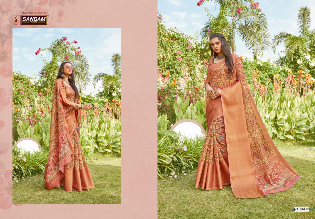 Sangam Ayana  Latest Fancy Designer Festive Wear Linen Silk Digital Printed Sarees Collection